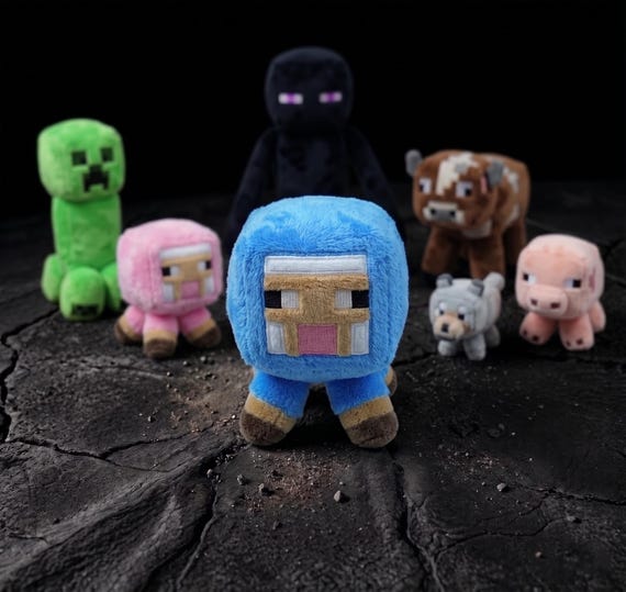 Minecraft Blue Sheep Plush - Cute Pixel Art Stuffed Animal