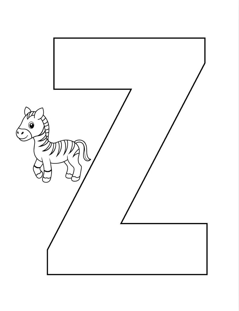 Preschool Full Alphabet Coloring Pages - Simple With Pictures - Etsy Canada