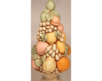 Tall Vintage Italian Style Ceramic Fruit Topiary