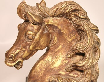 ヴィンテージ 馬の彫刻 リアルな馬の胸像 瑪瑙石彫刻 馬の頭の彫刻