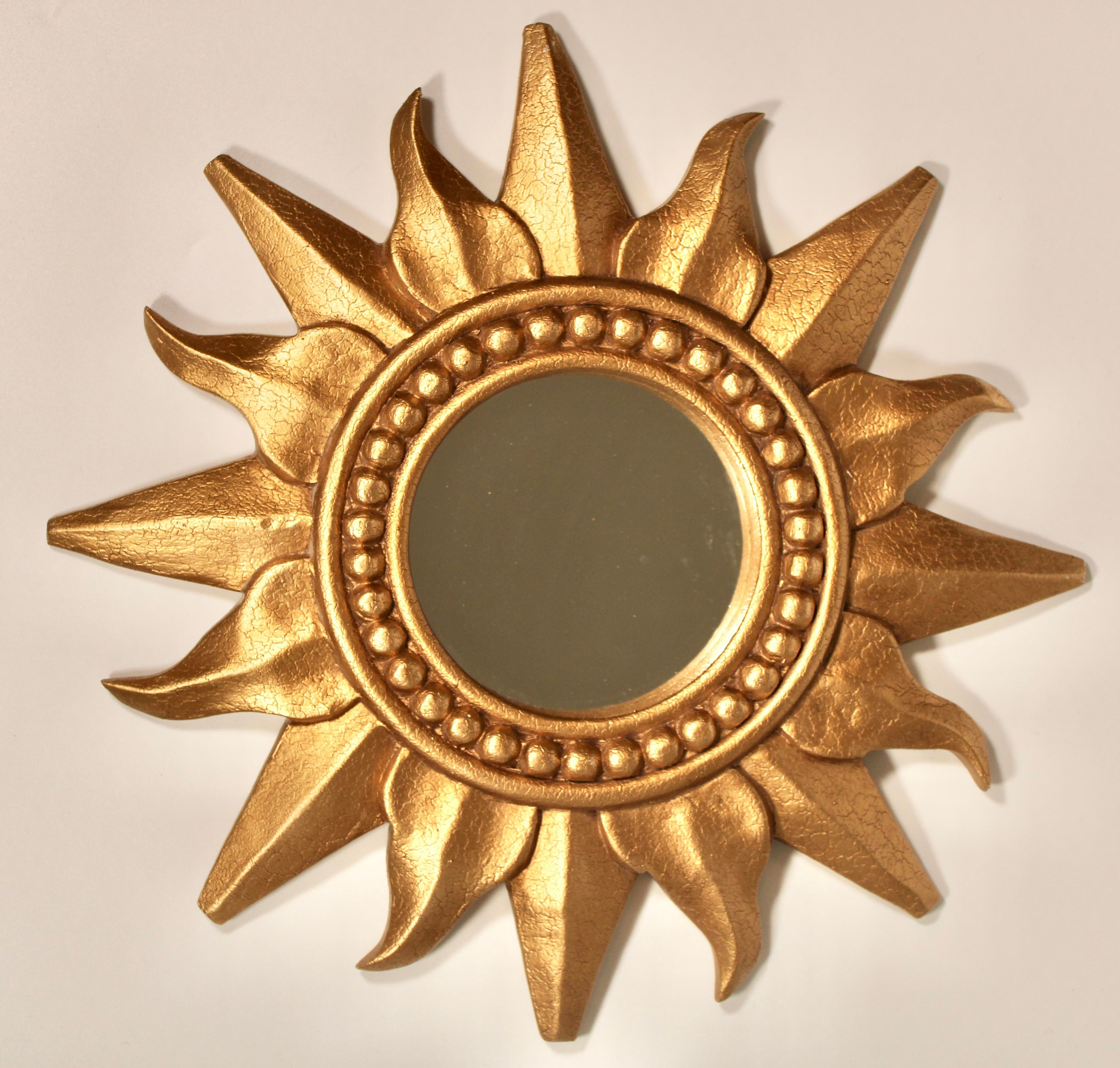 Vintage French Gold Gilded Wooden Sunburst Mirror - Etsy