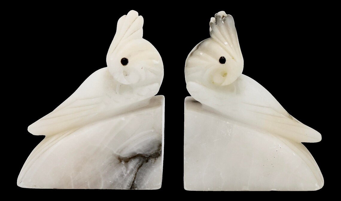alabaster parrot bookends alabaster parrot bookends