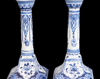 ヴィンテージ デルフトブルー セラミック キャンドルホルダー