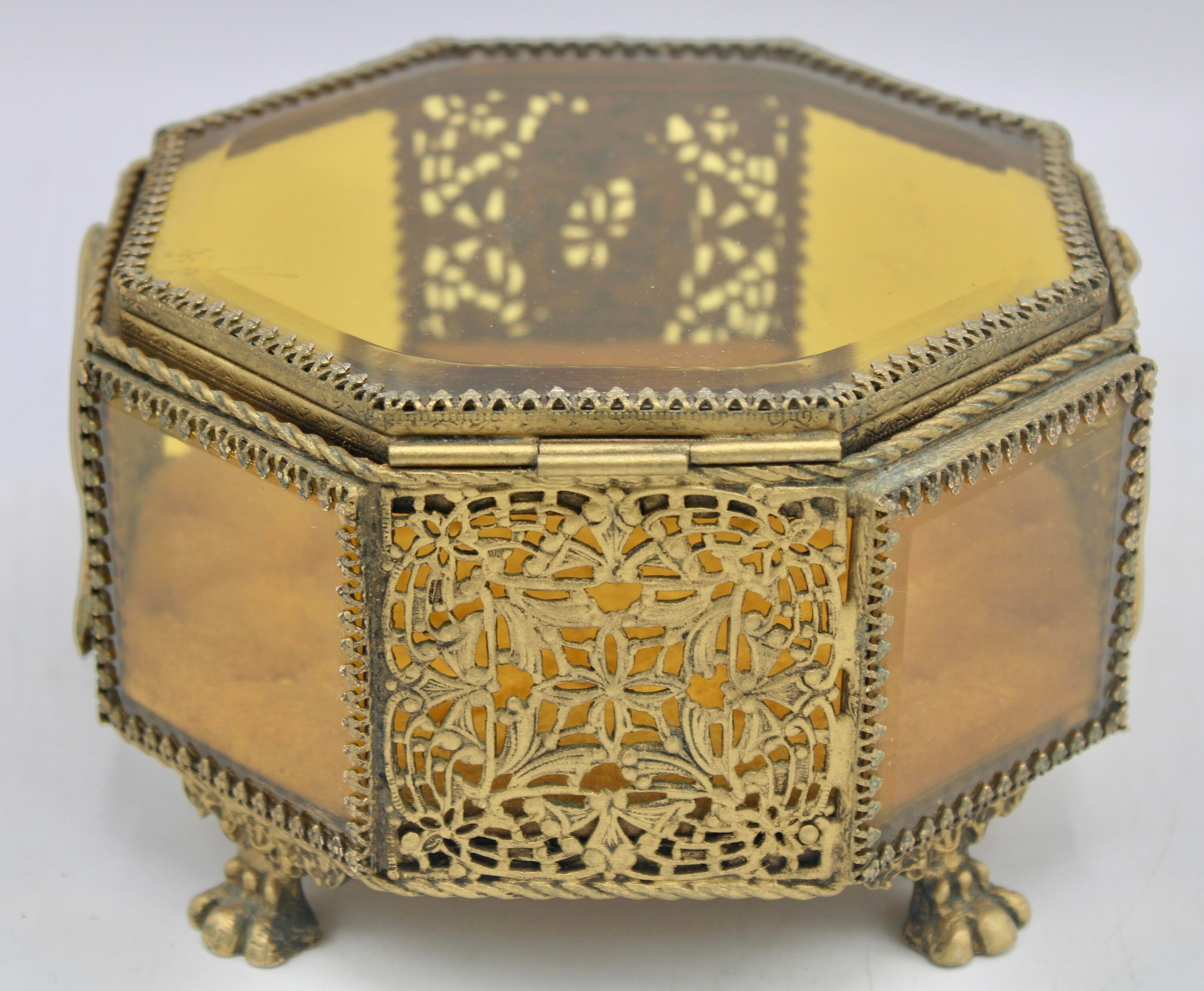 Antique Parisian Bevelled Glass Jewellery Box - La Madelaine in Paris