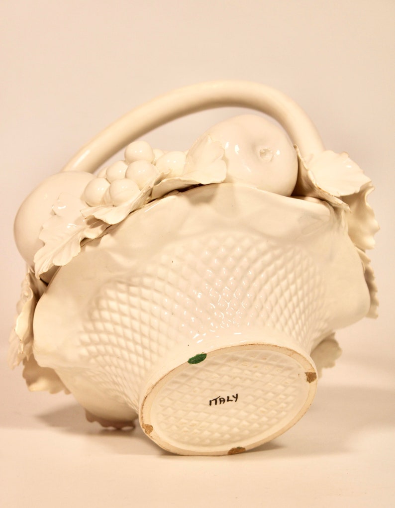 Vintage Italian Blanc De Chine Ceramic White Pottery Fruit Basket Etsy