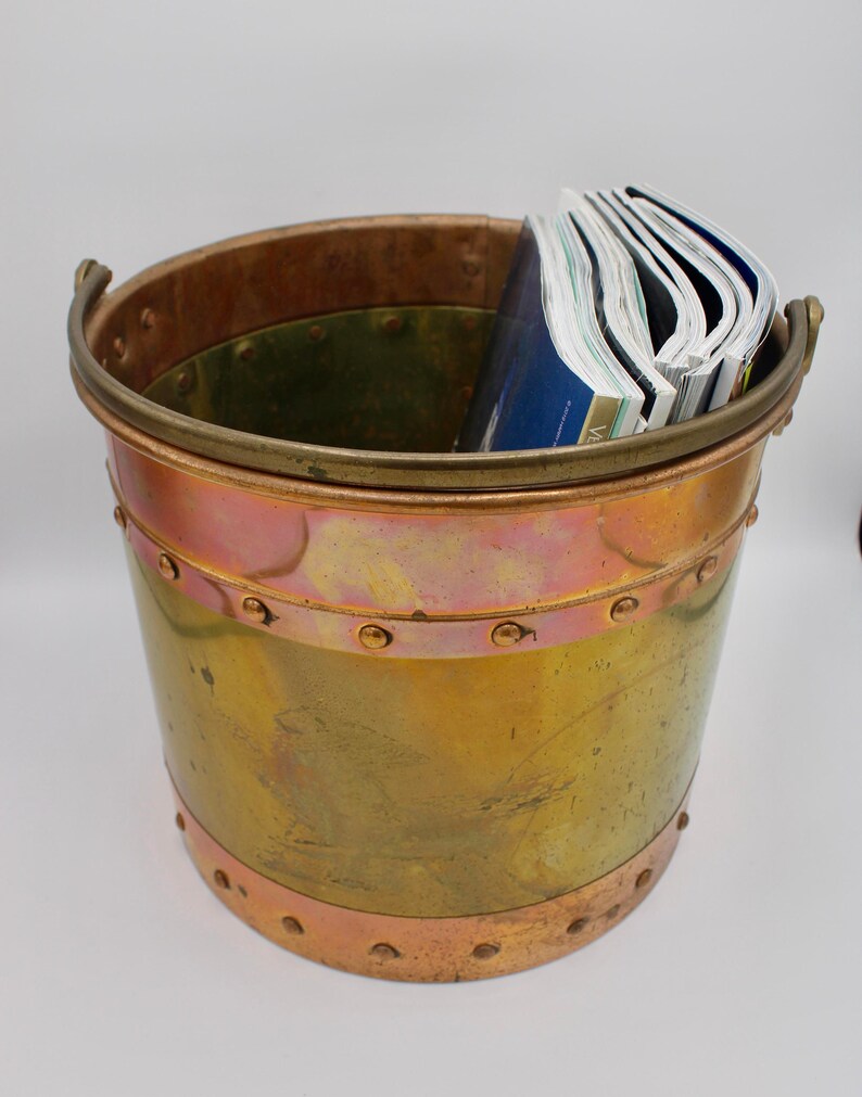 Magazine Bucket Antique Traditional Brass and Copper Bucket - Etsy