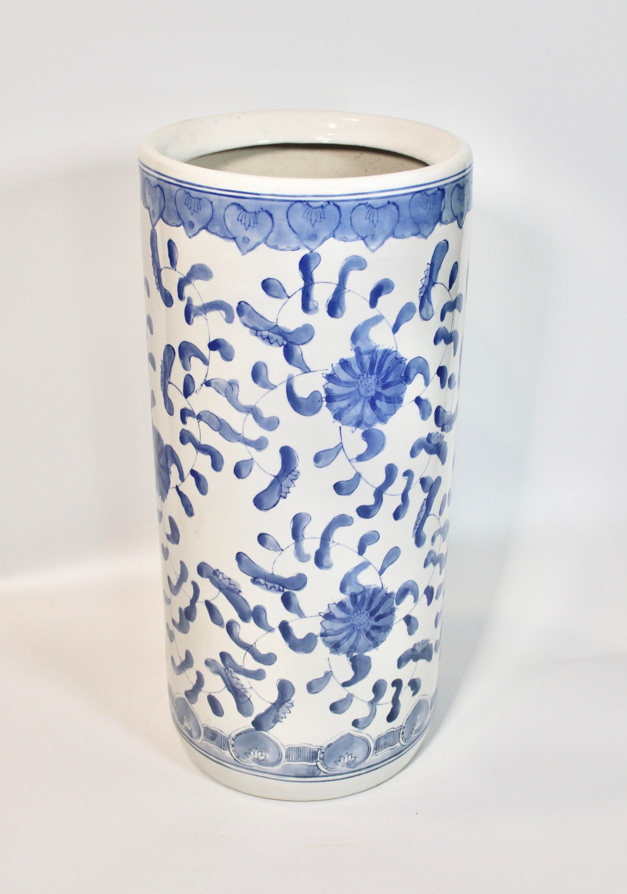 Hand Panted Blue & Whte Porcelan Umbrella Stand | Umbrella Stand