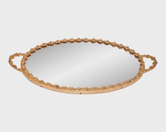 Bandeja de tocador con espejo y rosas italianas vintage