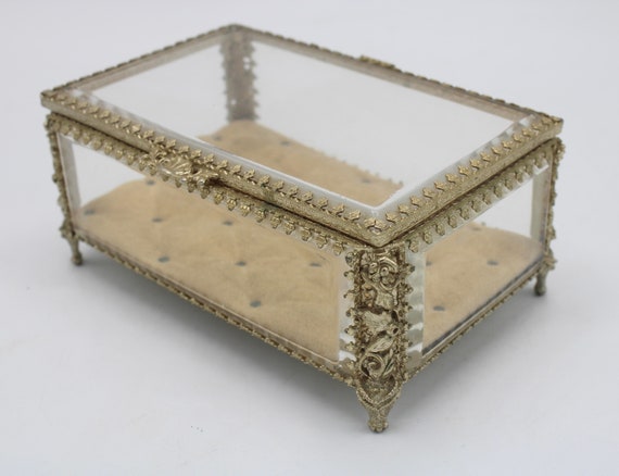 Mid 20th Century French Beveled Glass Jewelry Box - image 1