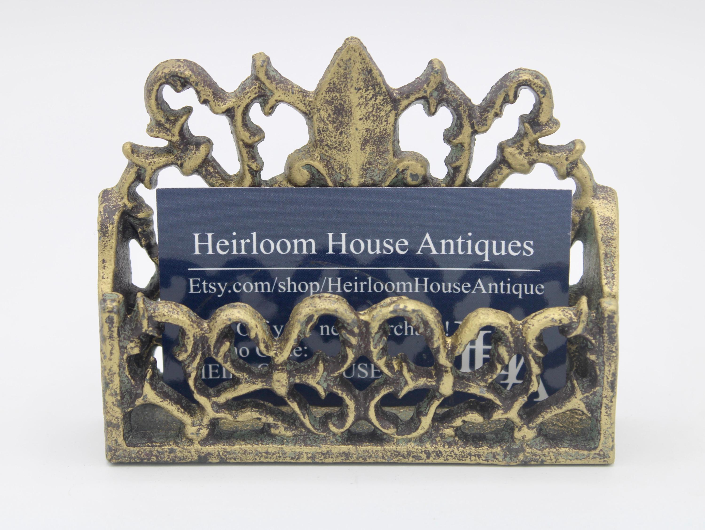 貴重　フランス雑貨Edition Clouet オランジーナ金属プレートカード Vintage French Fleur De Lis Metal Business Card Holder - Etsy