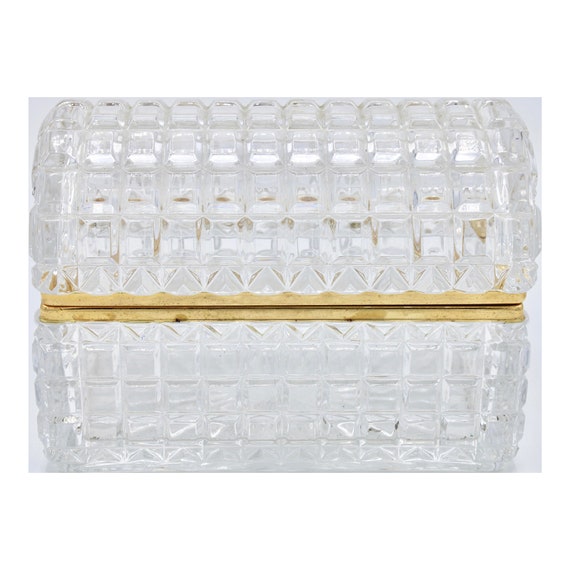 Large Mid 20th Century French Crystal Jewelry Box