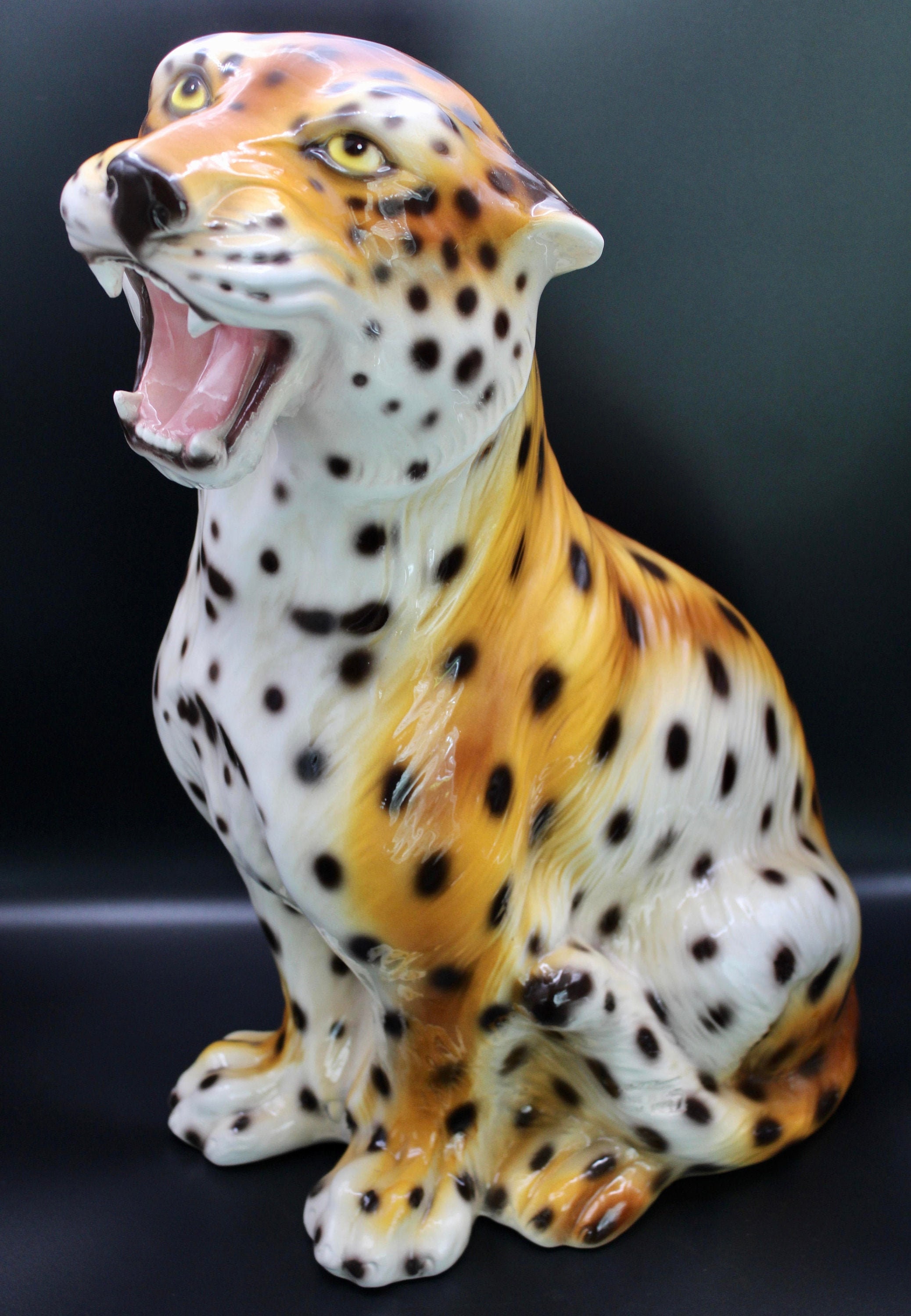 Monumental Italian Ceramic Leopard Statue Etsy
