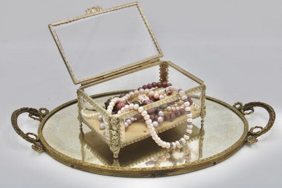 Mid 20th Century French Beveled Glass Jewelry Box - image 8