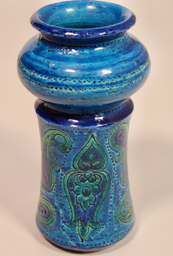 Mid Century Italian Rimini Blue Bitossi Pottery Vase - Etsy Mid Century Italian Rimini Blue Bitossi Pottery Vase - Etsy