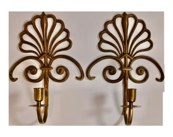 1950s Vintage Hollywood Regency Brass Sconces