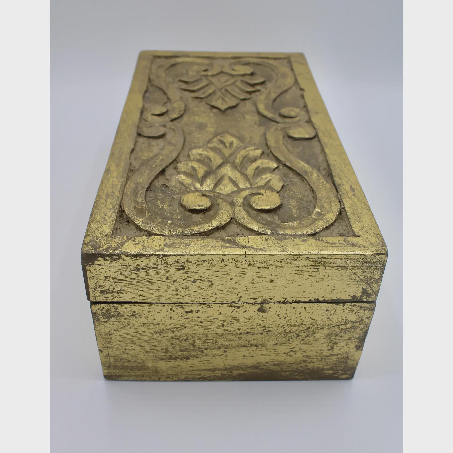 大きなアンティークイタリア製金鍍金木彫りボックス - Etsy 日本