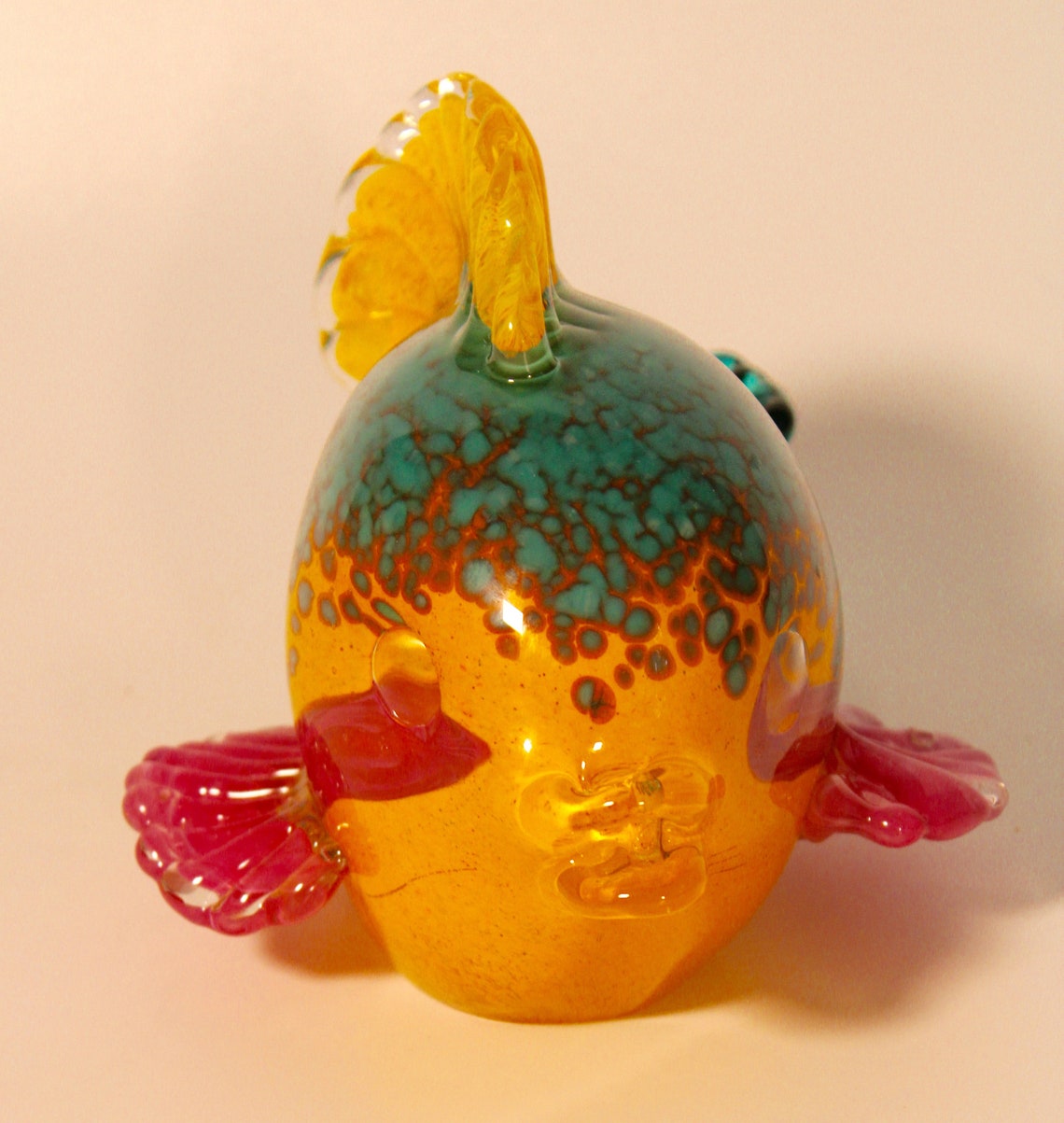 ZIBO ART GLASS YELLOW FISH HOLA main image 0