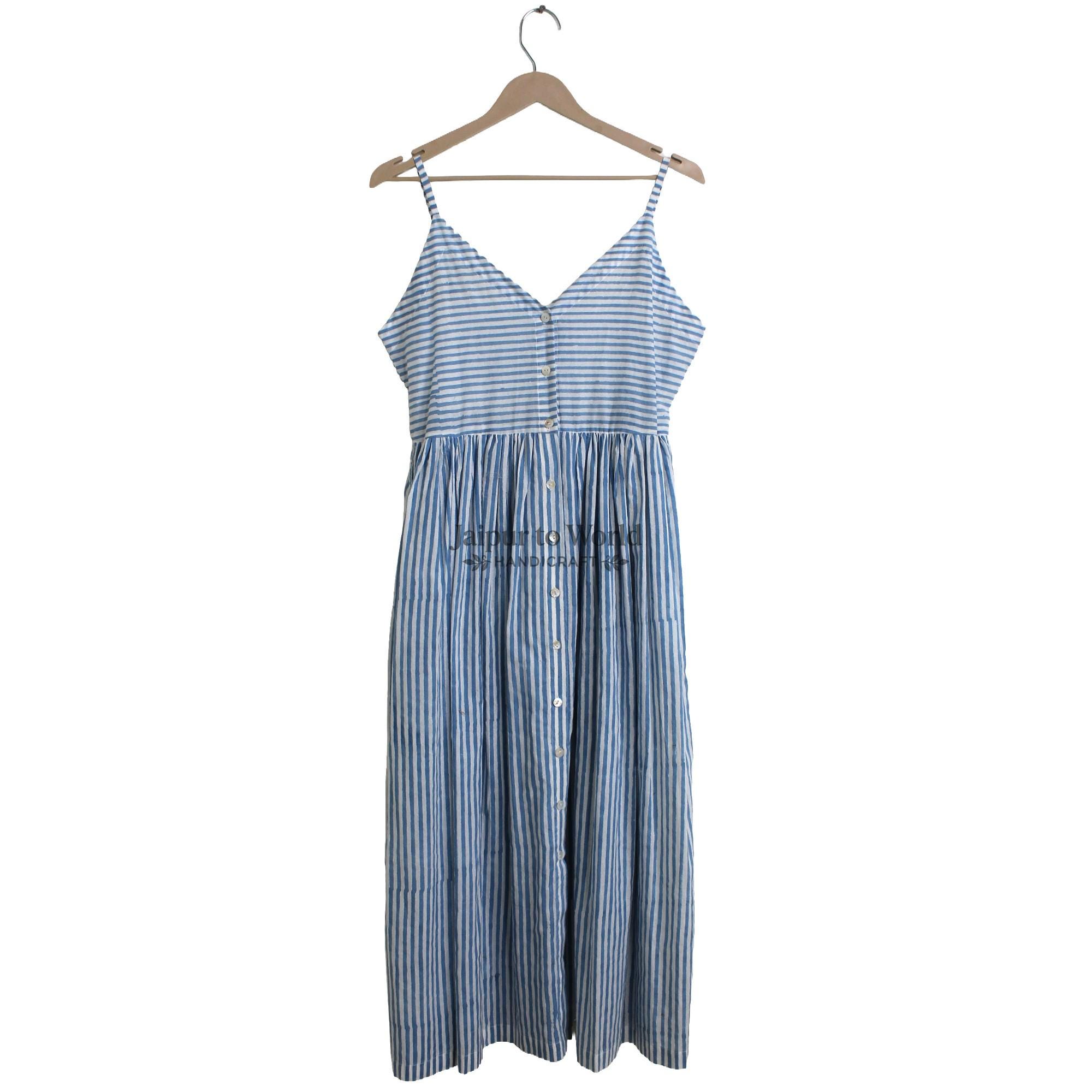 blue and white striped spaghetti strap dress By Together Kandace Striped Spaghetti Strap Mini Dress Light Blue / Large