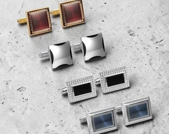 Juego de gemelos para hombre, regalo ideal para padrinos de boda, accesorios para camisa formal, estuche de gemelos de lujo.