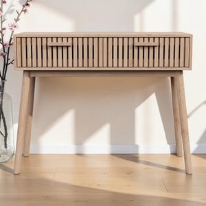 Wood Console Table Modern Entryway Table Natural Wood Sofa Table Mid Century Hallway Storage Table