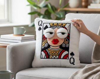 Cojín decorativo con diseño de cartas de póker, tamaño Queen King, Joker, bordado, decoración de casino, almohada para sofá de sala de póker, regalo