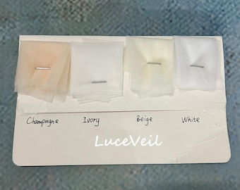 Lightweight Tulle Color Swatch Card: Ivory, White, Beige, Champagne Samples