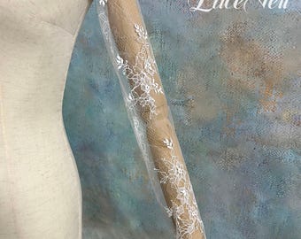 Delicate Floral Lace Detachable Bridal Sleeves, Scalloped Lace Off Shoulder Bride Sleeves