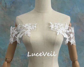 Boho Leaf Vine Lace Off-Shoulder Wedding Straps, Nature-Inspired Bridal Accessories
