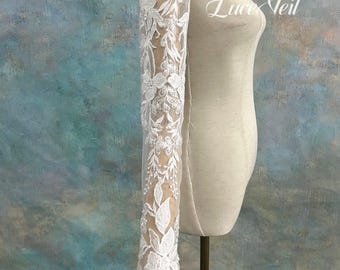 Detachable Beaded Sequin Floral Lace Bridal Sleeves, Long Sheer Wedding Arm Cover Up