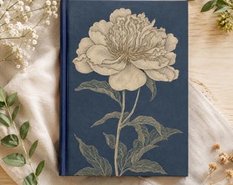 Peony Notebook for Flower Lovers | Japanese Botanical Journal | Vintage Japanese Floral Gift