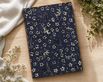 Japanese Pattern Journal | Traditional Japanese Notebook | Pine Bamboo Plum Design | Navy Hardcover | Japan Lover Gift