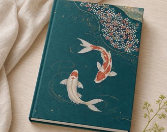 Koi Fish Notebook | Japanese Hardcover Journal | Koi Pond Writing Journal | Japanese Art Notebook | Gift for Japan Lovers