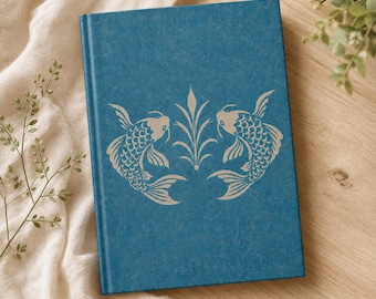 Koi Fish Notebook | Japanese Woodblock Koi Journal | Traditional Japanese Fish Art | Vintage Hardcover Journal