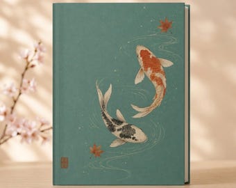 Japanese Koi Fish Notebook | Japanese Journal | Zen Inspired Hardcover Notebook | Japan Lover Gift | A5 Writing Journal