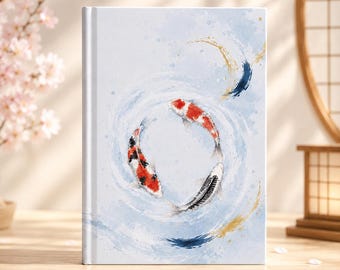 Koi Fish Watercolor Journal | Japanese Aesthetic Hardcover Notebook | Zen Journal | Japanese Art Writing Notebook | Gift for Japan Lovers