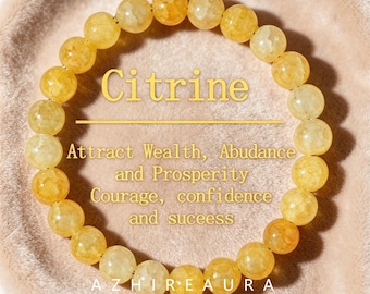 Pulsera de citrino - Joyería de cristal para la riqueza y la abundancia - Coraje, confianza y éxito