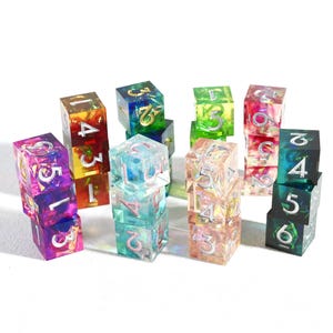 Sharp Edge Resin D6 Dice Set, Colorful Stacking Dice, Handmade RPG Dice, DnD Dice Set, Prism Resin Dice, Tabletop Gaming Accessory