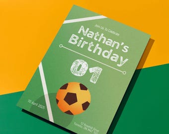 Voetbal verjaardagsuitnodiging, verjaardagsuitnodiging voetbal, voetbal thema verjaardagsuitnodiging, jongens sport verjaardagsuitnodiging, digitale uitnodiging