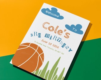 Basketbal babyshower uitnodiging, handgetekende sportthema (digitale download)