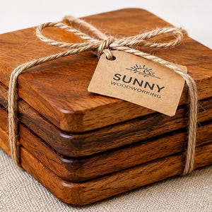 Handcrafted Solid Hardwood Coasters | Australian Made Wooden Drink Coasters | Natural Timber Coffee Table Decor | Housewarming Gift Set