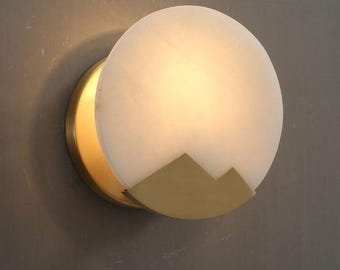 Alabaster Stone Wall Sconce Natural Marble Wall Light, Alabaster Bathroom Vanity Light, Mid Century Modern Wall Lamp, Luxury Wall Lamp