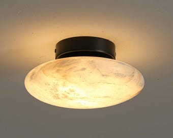Mid Century Modern Alabaster Globe Flush Mount Ceiling Light Natural Alabaster Stone Pendant Lighting Hallway Bedroom Kitchen Entryway Light