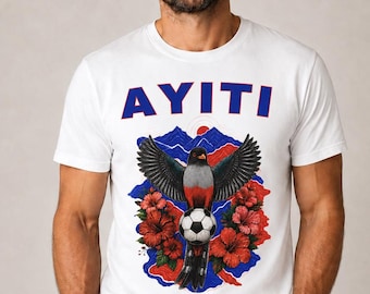 Ayiti Bird Soccer Shirt, Haiti Football Tee,  Vintage Graphic T-Shirt, Ayiti Soccer Fan Gift