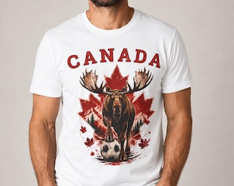 Canada Moose Soccer Shirt, Canadian Maple Leaf Football Tee, Canada Graphic T-Shirt