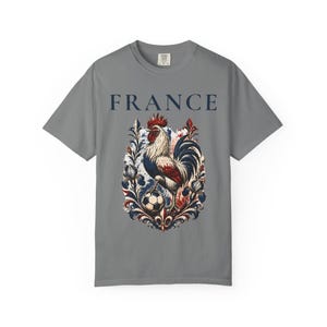 France Rooster Soccer Graphic Shirt, Vintage French Football Tee, Coq Gaulois Soccer Fan Gift Grey