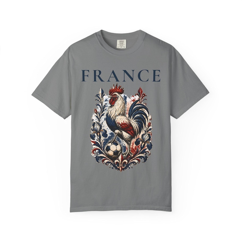France Rooster Soccer Graphic Shirt, Vintage French Football Tee, Coq Gaulois Soccer Fan Gift Grey