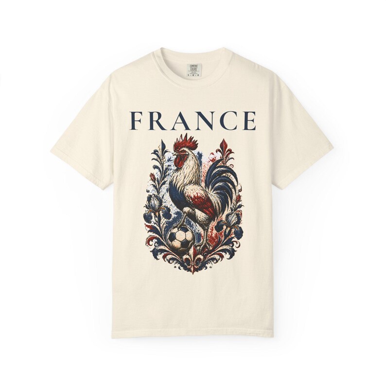 France Rooster Soccer Graphic Shirt, Vintage French Football Tee, Coq Gaulois Soccer Fan Gift Ivory