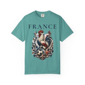 France Rooster Soccer Graphic Shirt, Vintage French Football Tee, Coq Gaulois Soccer Fan Gift Seafoam