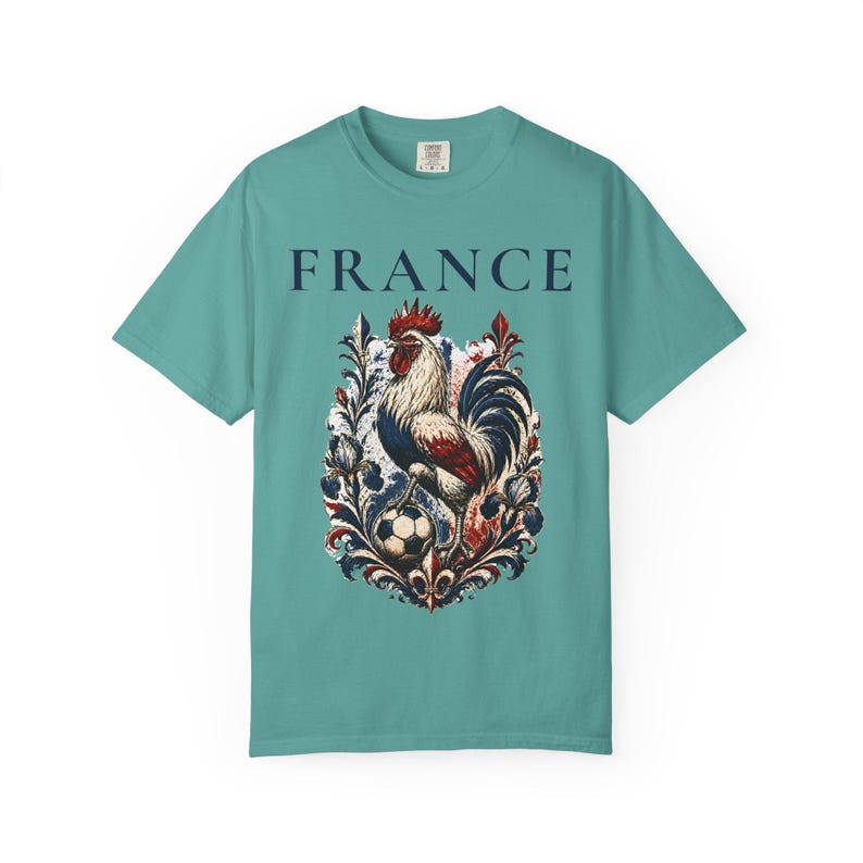 France Rooster Soccer Graphic Shirt, Vintage French Football Tee, Coq Gaulois Soccer Fan Gift Seafoam