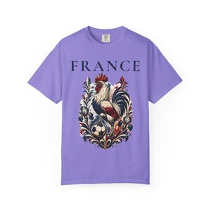 France Rooster Soccer Graphic Shirt, Vintage French Football Tee, Coq Gaulois Soccer Fan Gift Violet